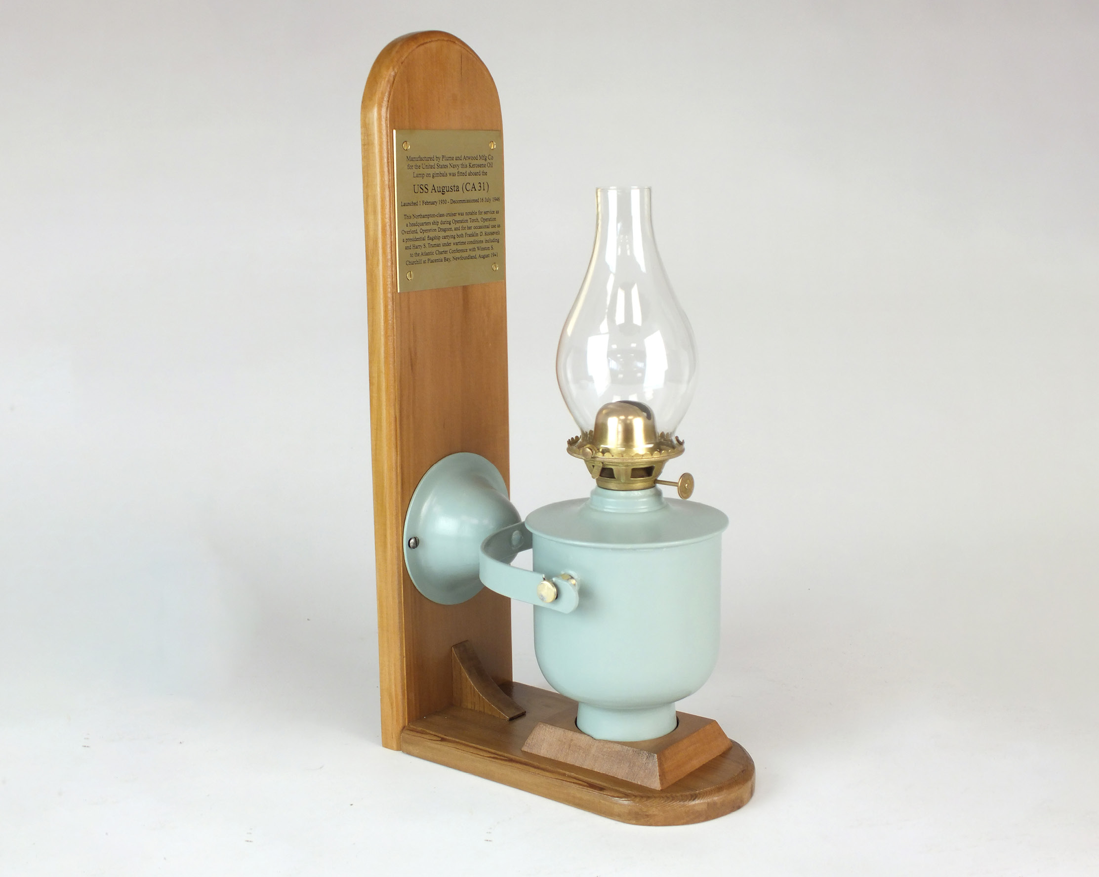 Oil lamp from the USS Augusta consigned to our next Militaria Auction